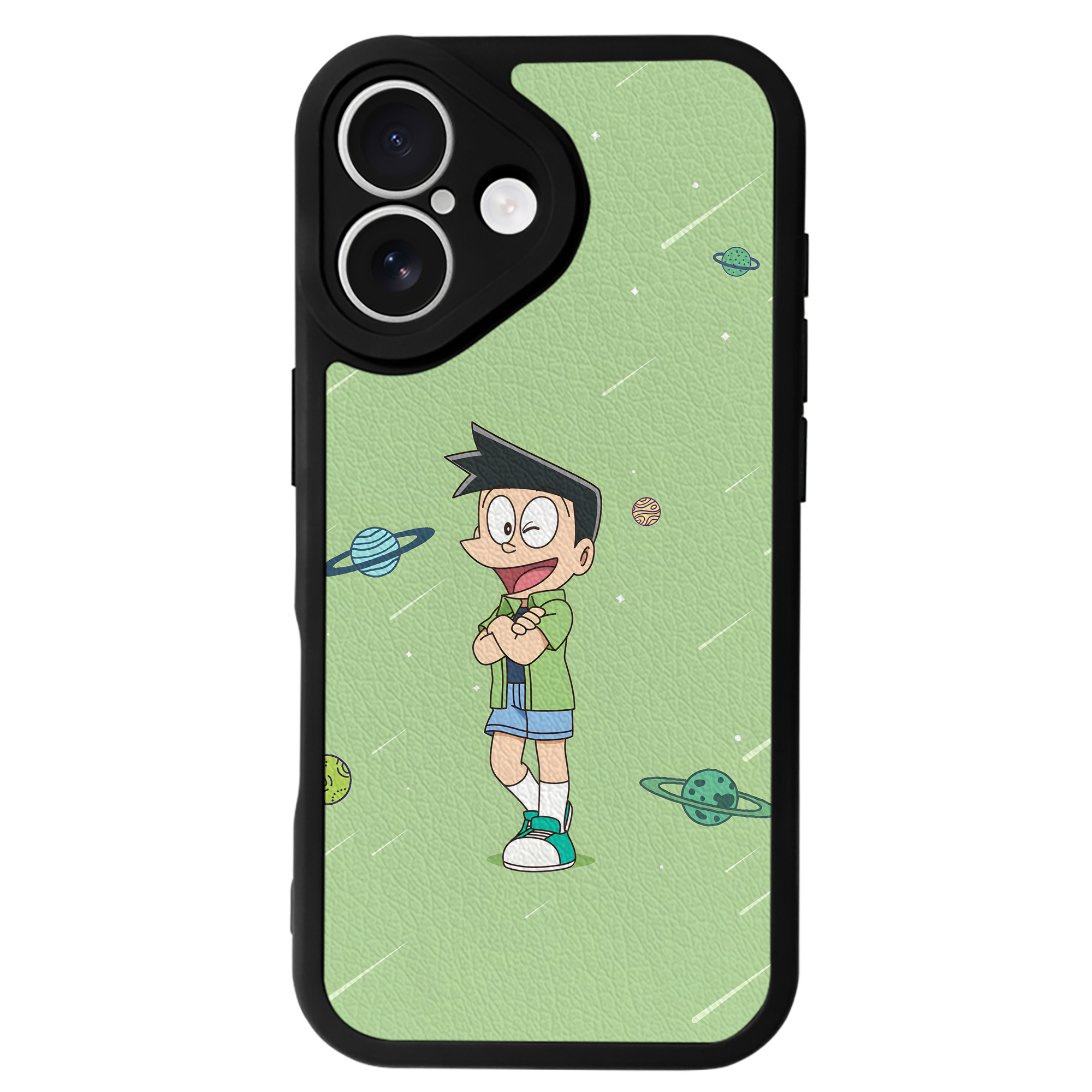 （画像用） ドラえもん Doraemon 【iPhone 16シリーズ対応】シリコンスマホケース（レザー調） 材質：シリコン